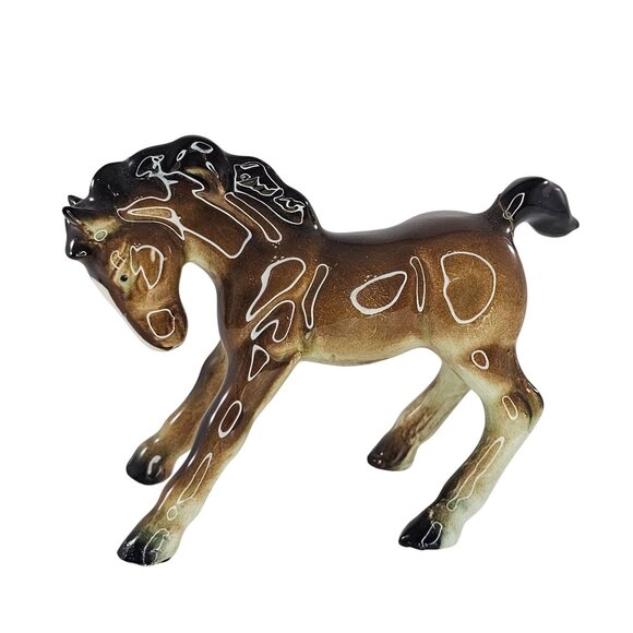 Vintage Ceramic Foal Figurine Bay Brown Baby Horse *Repaired Tail* - Picture 1 of 9
